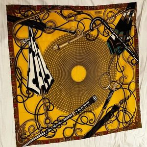 Silk Gianfranco Ferre scarf, 33” x 34” with hand rolled hem. Made in Italy.